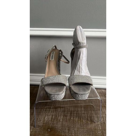 Steve Madden Shoes - Steve Madden Silver Rhinestone Platform Heels Women’s Size 7.5